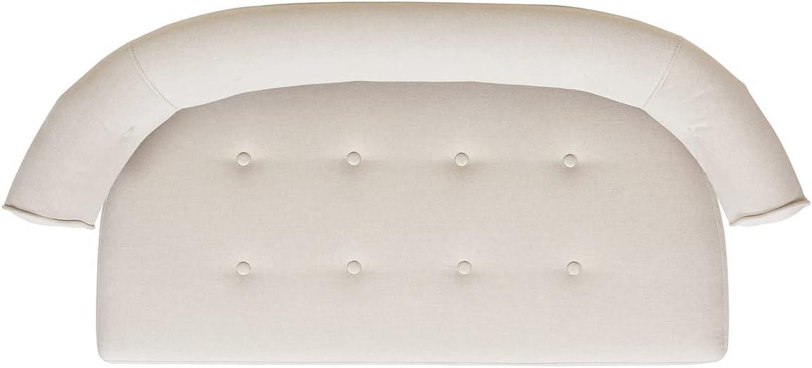 Jennifer Taylor Home Jared Roll Arm Tufted Polyester Fabric Bench, Sky Neutral Beige