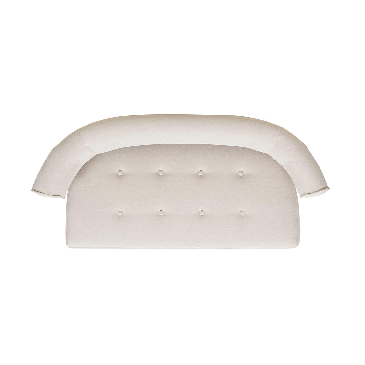 Jennifer Taylor Home Jared Roll Arm Tufted Polyester Fabric Bench, Sky Neutral Beige