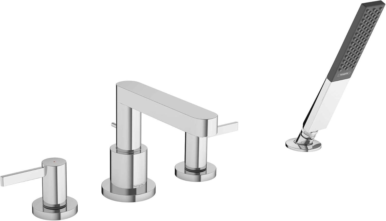 Modern Chrome Brass 4-Hole Deck Mounted Tub Faucet Set