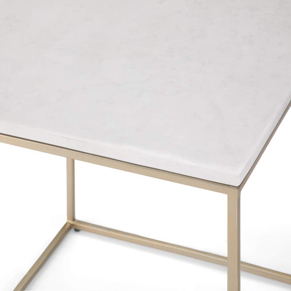 White Marble and Gold Metal Modern Accent Table