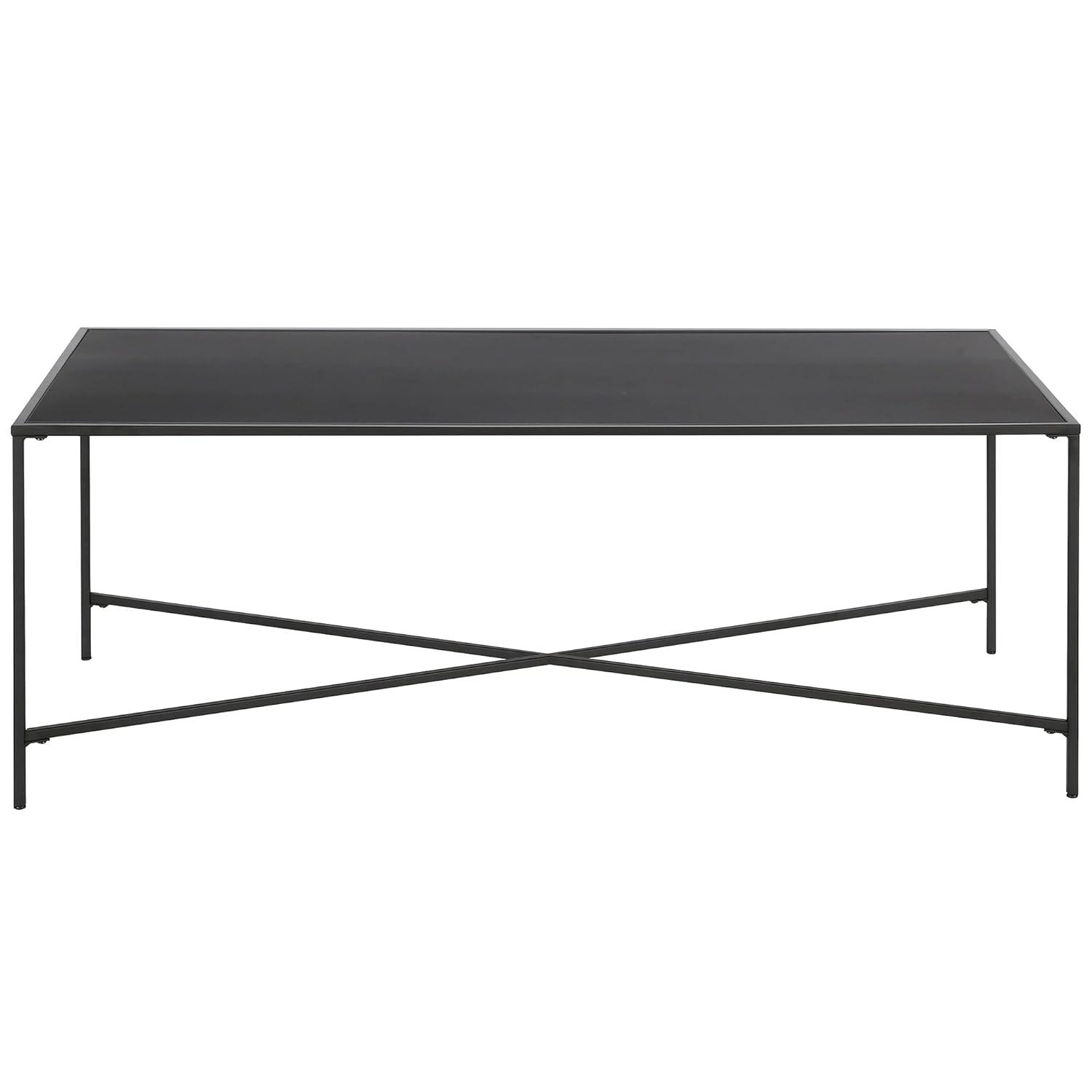 Evelyn&Zoe Henley 48" Wide Rectangular Coffee Table with Metal Top, Blackened Bronze
