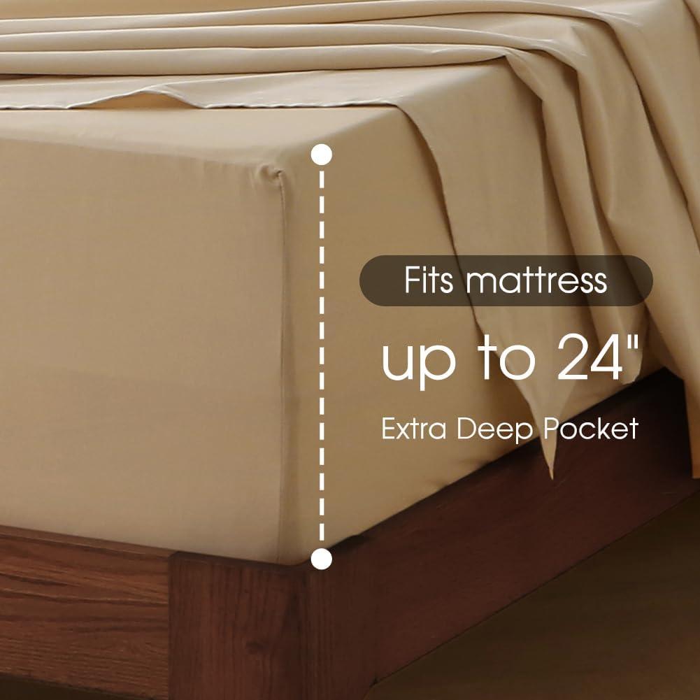 HYPREST 100% Cotton Sheets Extra Deep Pocket, Hotel Luxury Soft Cooling Cotton Sheet Sets