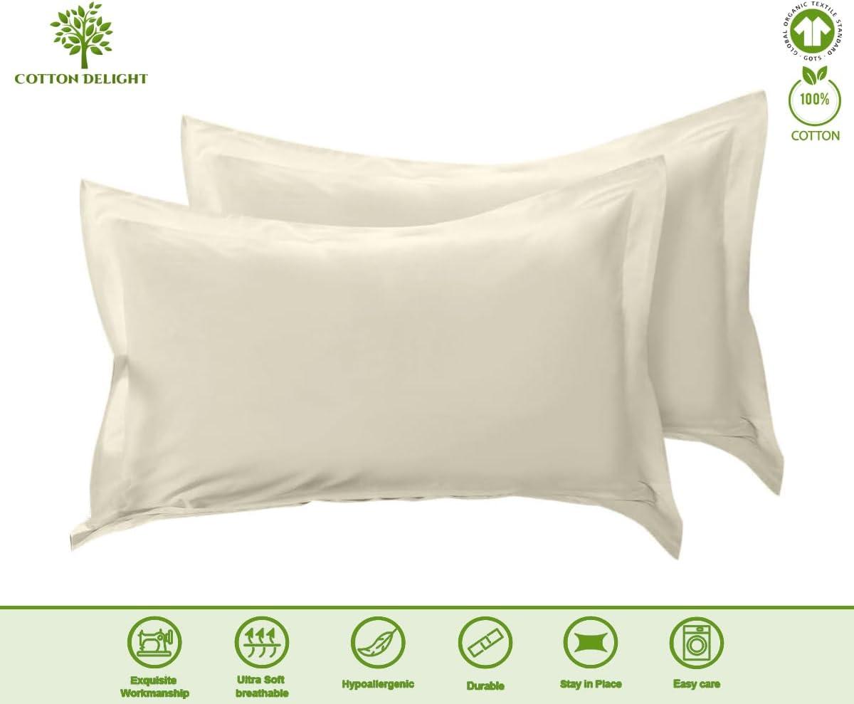 Ivory Cotton-Polyester Embroidered Standard Pillow Shams, 2-Pack