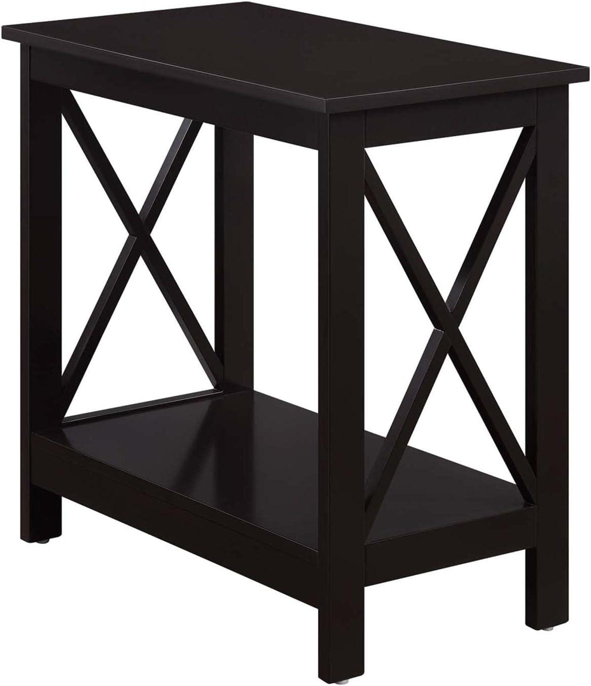 Espresso Slim Chairside End Table with Open Shelving