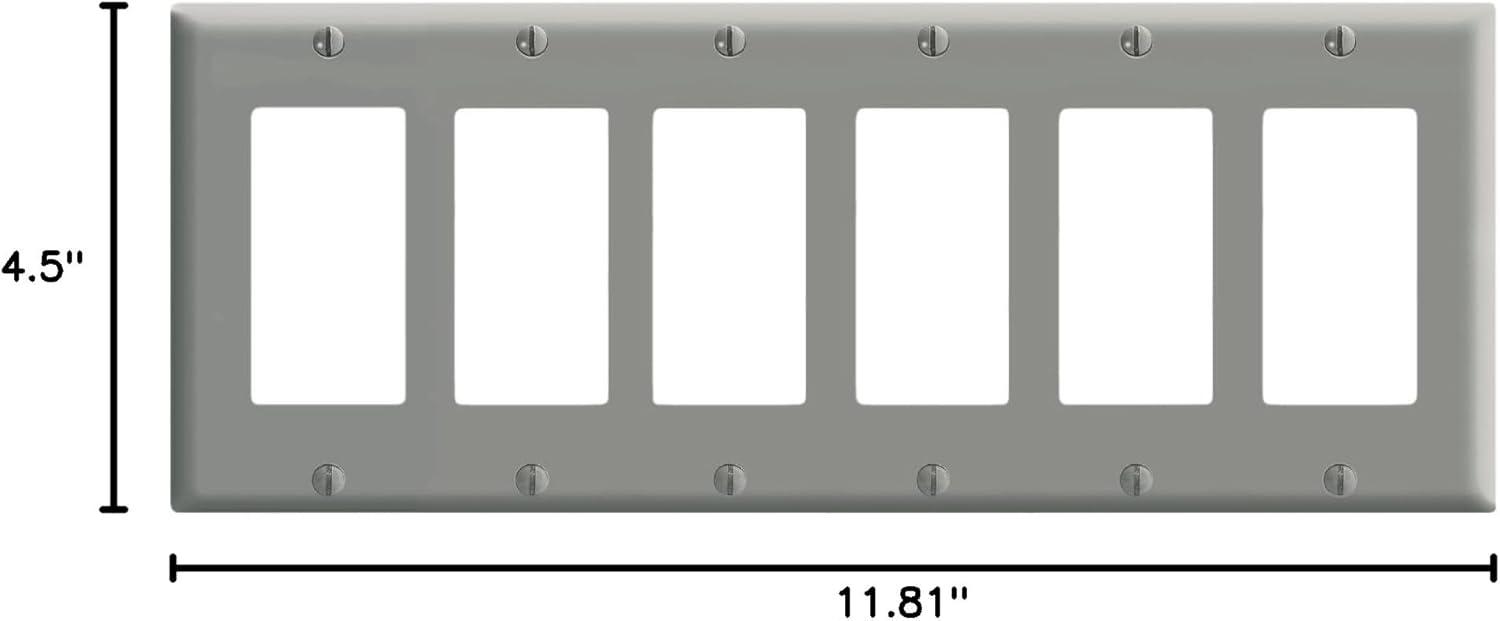 Gray 6-Gang Thermoset Plastic Wall Plate