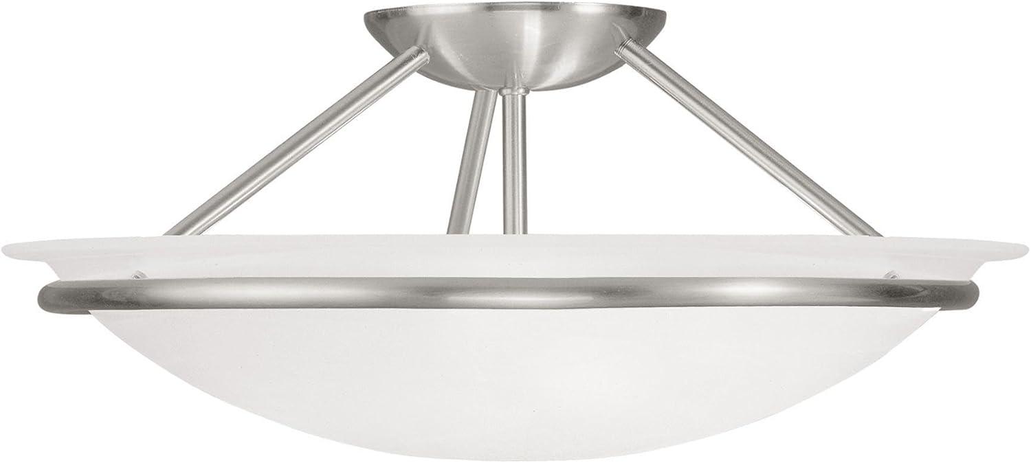 Livex Lighting Newburgh 3 - Light Semi-Flush Mount in Brushed Nickel