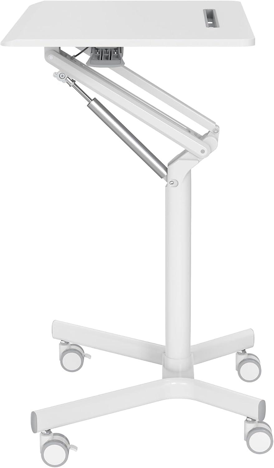 Realspace® 28"W Mobile Sit-to-Stand Compact Desk/Laptop Cart Workstation, 28-3/4"H x 28"W x 22-1/16"D, White