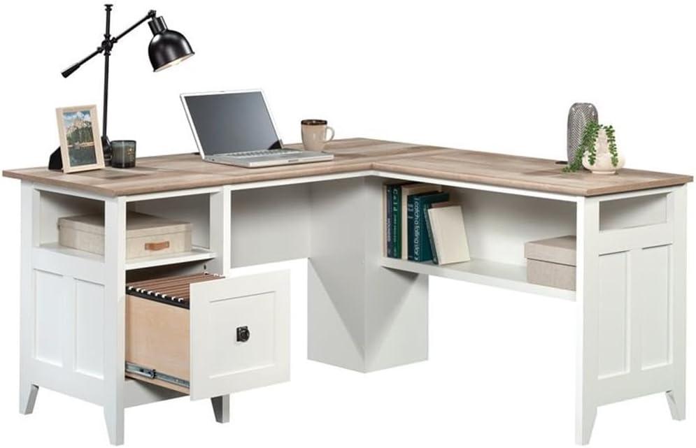 August Hill L-Shaped Home Office Desk Soft White - Sauder