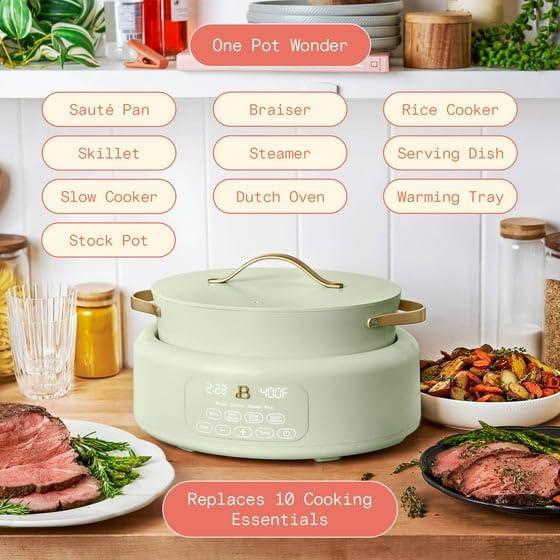Beautiful 10 in 1, 6 Qt Electric Multi-Cooker, Sage Green by Drew Barrymore