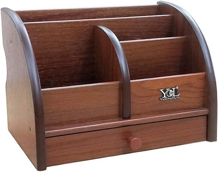 Wood remote control storage box with slender drawer for home & office desk organizer pen/pencil holder makeup and other small items organization YCL825