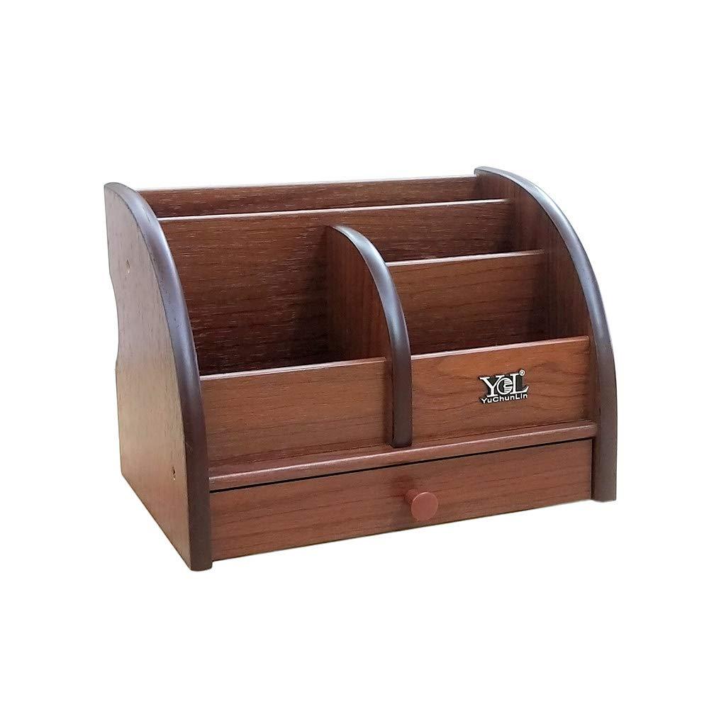 Wood remote control storage box with slender drawer for home & office desk organizer pen/pencil holder makeup and other small items organization YCL825