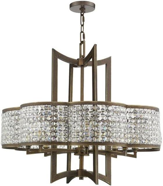 Brushed Nickel and Crystal 8-Light Chandelier