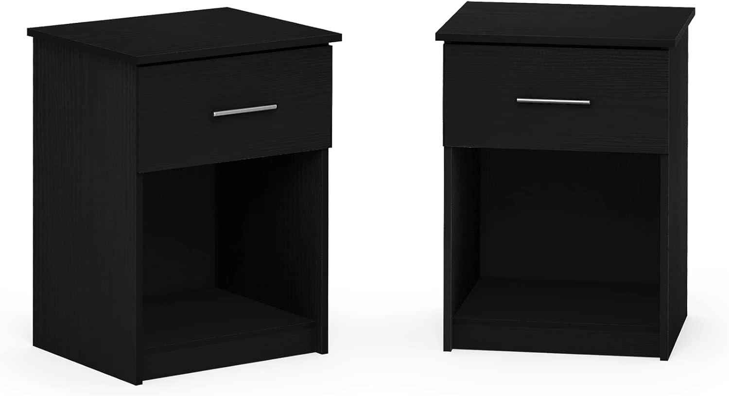 Americano Modern White Wood Nightstand Set of 2 with Drawer