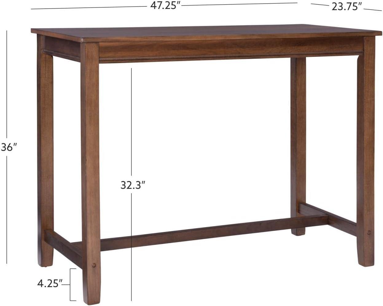 36" Claridge Transitional Counter Height Pub Table Rustic Brown - Linon: Solid Wood Base, Veneer Top
