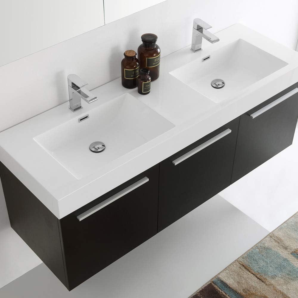 Fresca Vista 60'' Wall Mounted Modern Double Bathroom Vanity with Acrylic Vanity Top