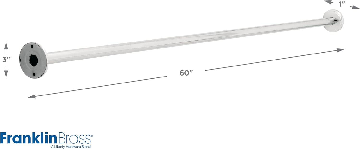 Franklin Brass 1" x 60" Shower Rod with Step Style Flanges, Available in Multiple Colors