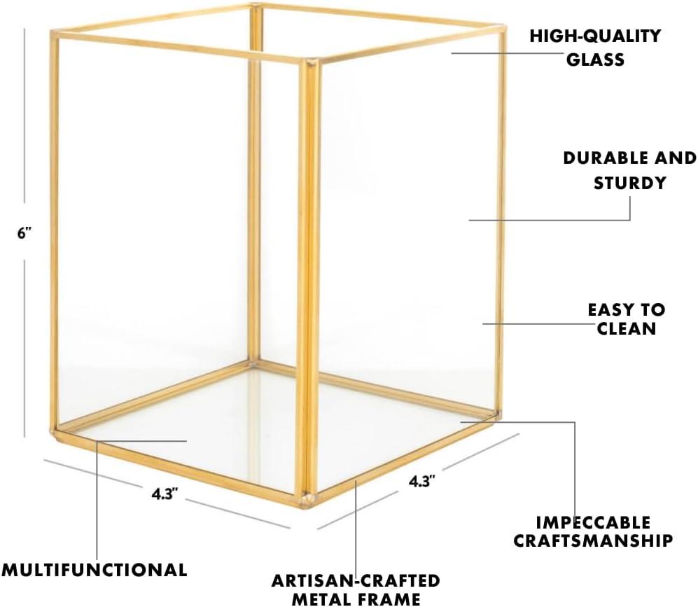 Koyal Wholesale Gold Geometric Hurricane Candle Holder Set of 6 for Wedding Centerpiece, Home Decor, Patio Decor