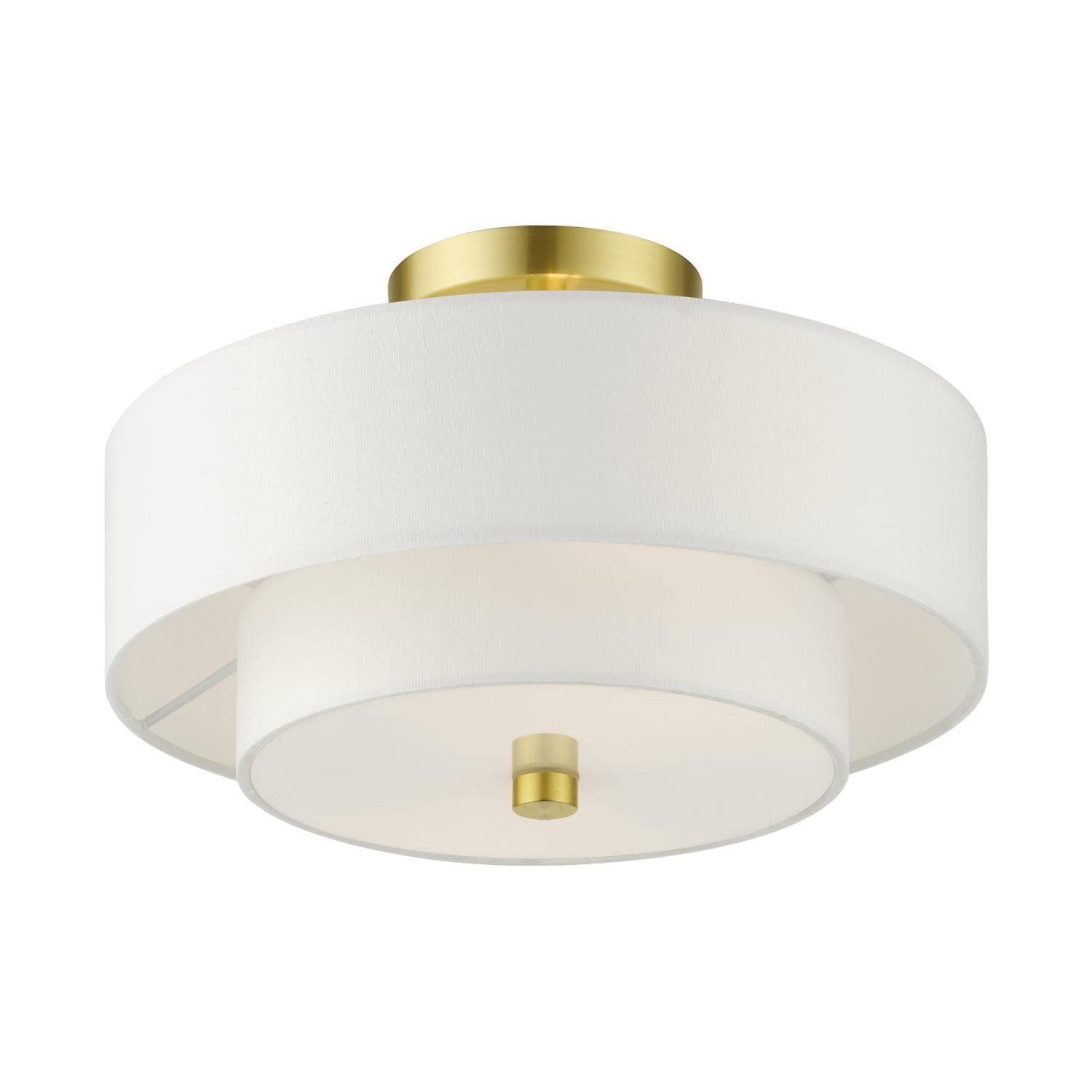 Livex Lighting Meridian 2 - Light Semi-Flush Mount in  Satin Brass