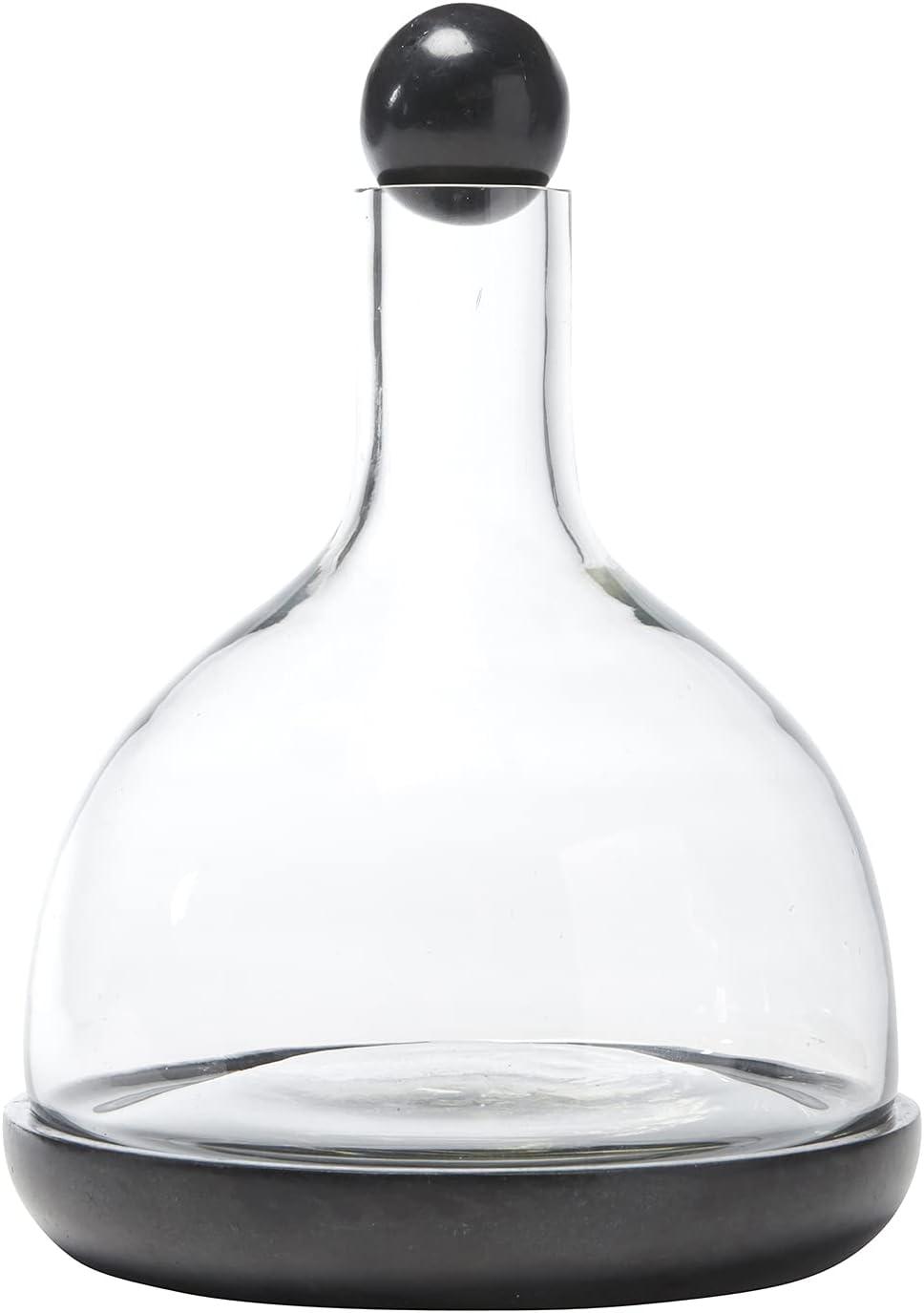 Black Marble and Glass Round Wine Carafe, 42-Ounce