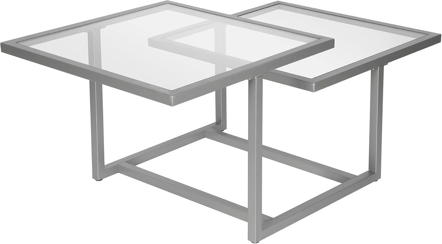 Amalie 43" Satin Nickel Geometric Glass Coffee Table