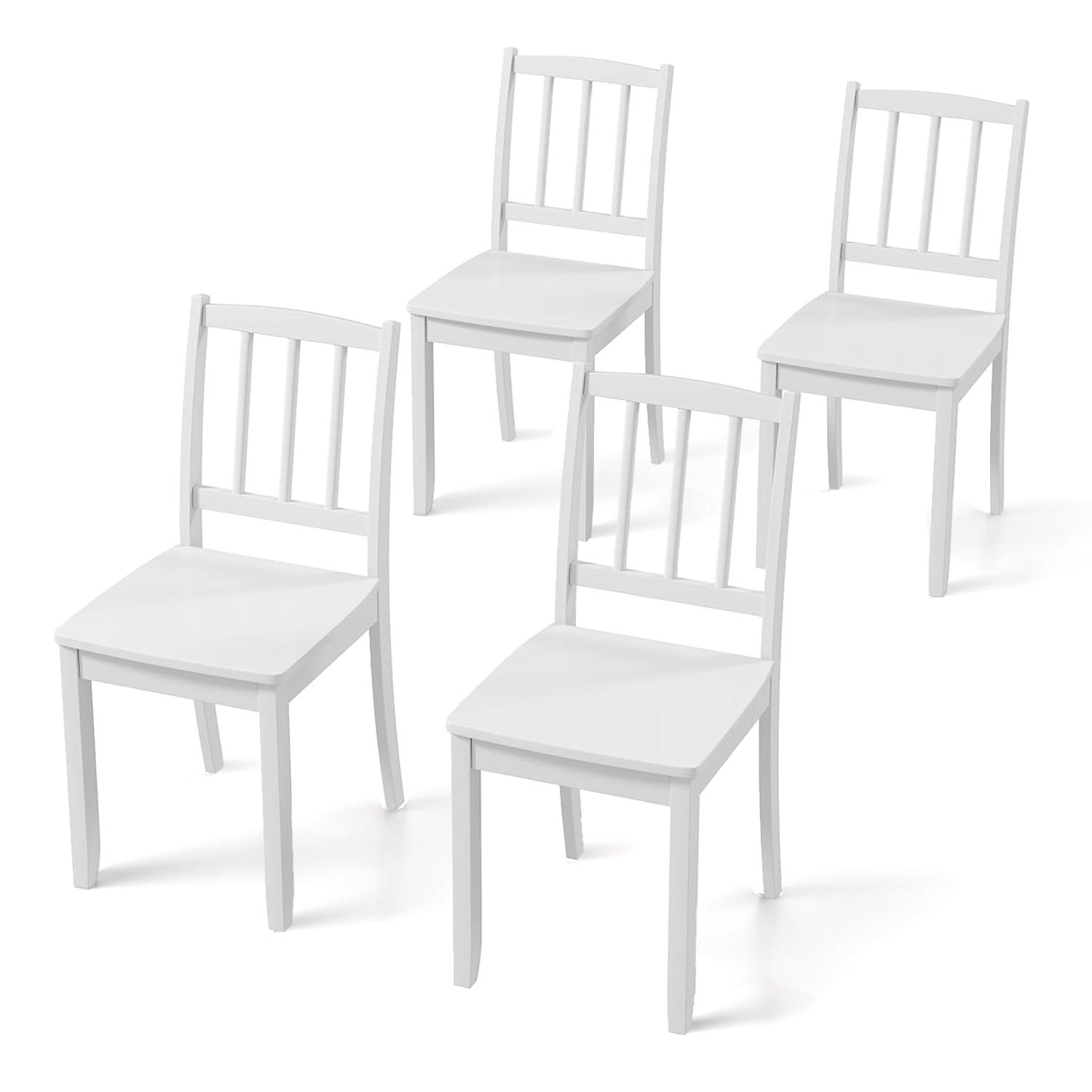 Set of 4 Camden Wood Slat Back Dining Chairs White - Buylateral: Rubberwood, No Tools Assembly