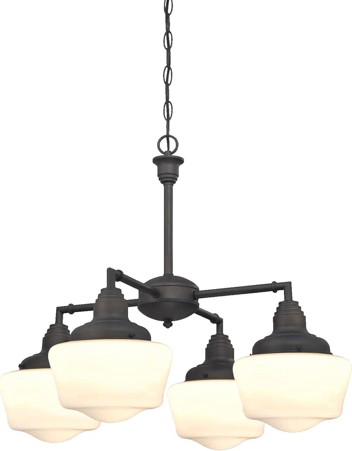 Scholar Four Light Indoor Convertible Chandelier & Semi Flush Ceiling Fixture, Oil Rubbed Bronze