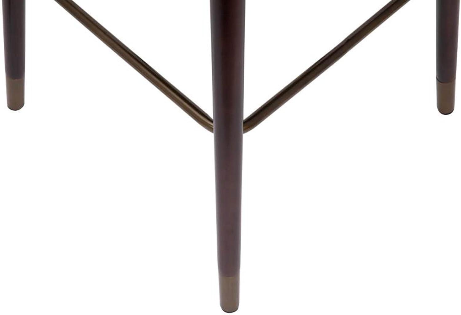 Walnut Finish Mid-Back Barstool with Brown LeatherSoft and Bronze Accents