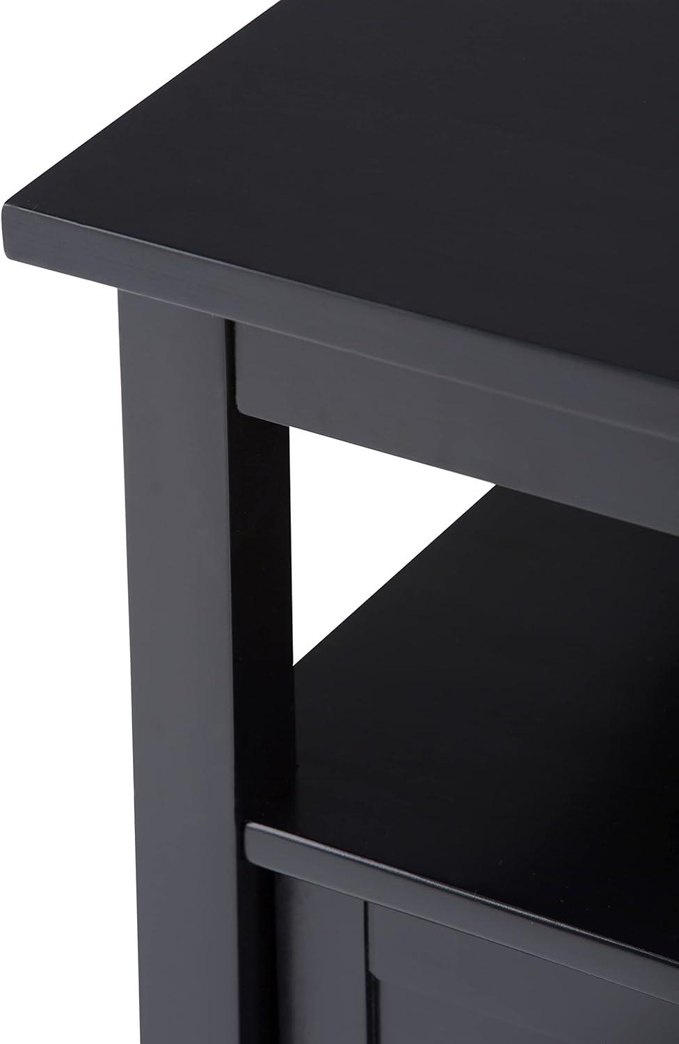 Warm Shaker 20" Black Solid Wood End Table with Storage