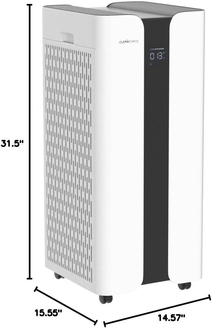 CleanForce Extra Large 4650 Sq Ft Commercial Air Purifier and Fan with HEPA Filter for Home, Bedroom, Apartment, Dorm, Office, or Classroom, White