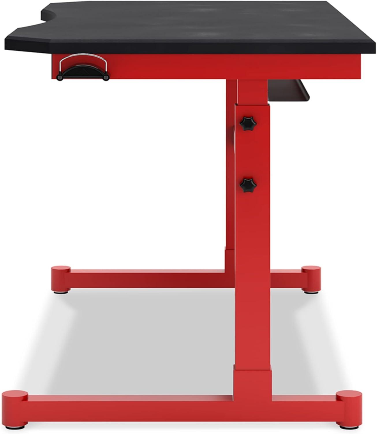 Red and Black Adjustable Height Gaming Desk with Power Outlet