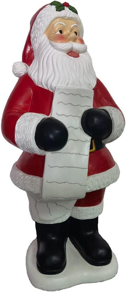 Resin African American Santa Claus Holding a Naughty and Nice List Statue