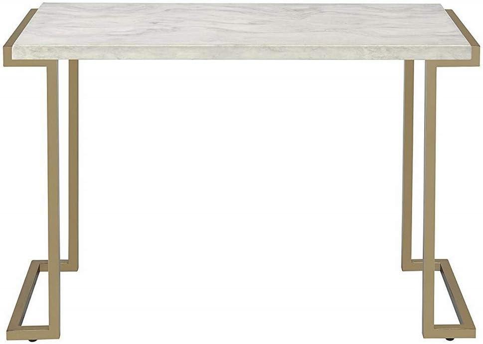 ACME Boice II Rectangular Faux Marble Top Console Table in Champagne Beige