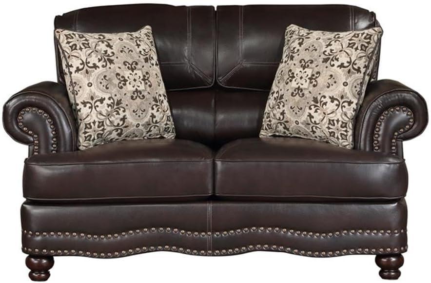 Lexicon Milford Faux Leather 2-Piece Upholstered Sofa Set in Brown