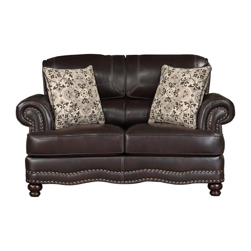Lexicon Milford Faux Leather 2-Piece Upholstered Sofa Set in Brown