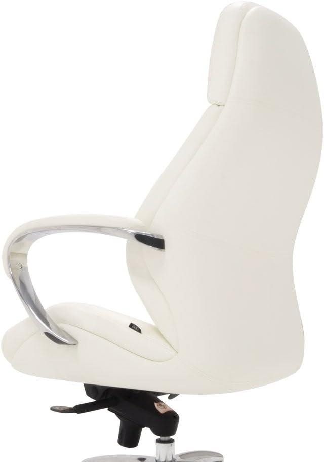 Zuri Furniture Gates Genuine Leather Aluminum Base High Back Executive Chair - White