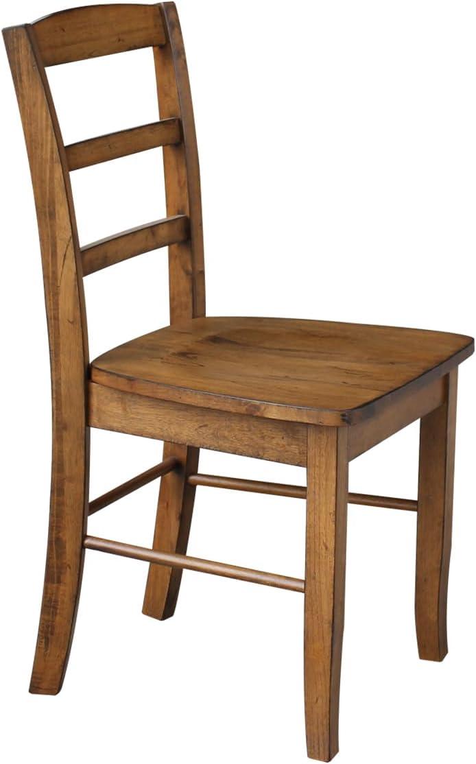 Set of 2 Madrid Ladderback Chairs Pecan - International Concepts: Solid Wood, Armless, Kitchen Seating