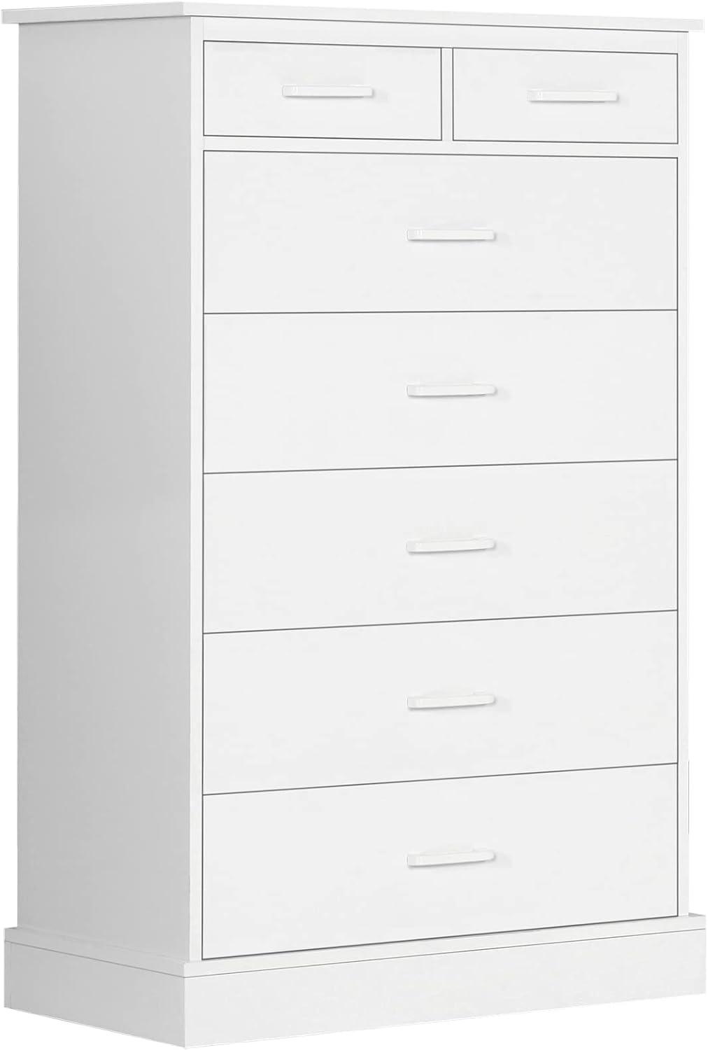 White Tall 7-Drawer Wood Storage Dresser