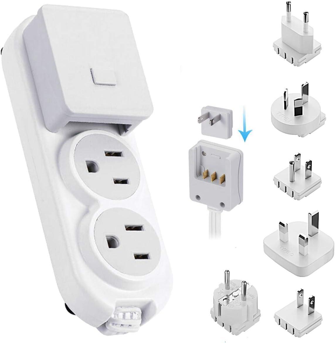 Ceptics Travel Power Strip W/ Adapter Plug Set - Equipped with USB, Type C for iPhone, Chargers, Cell Phones, Laptop - Plugs for Europe, Asia, China, USA, Africa, South America PS-2U