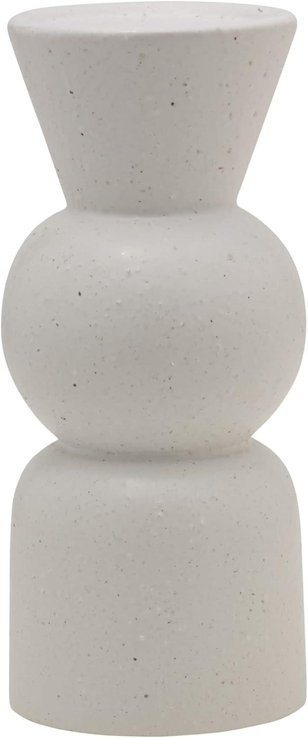 Elegant White Ceramic Sphere Candlestick, 9 Inch