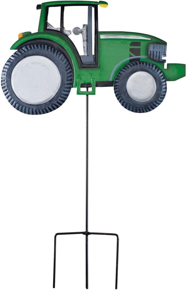 Green Metal Tractor Solar Yard Stake with LED Lights