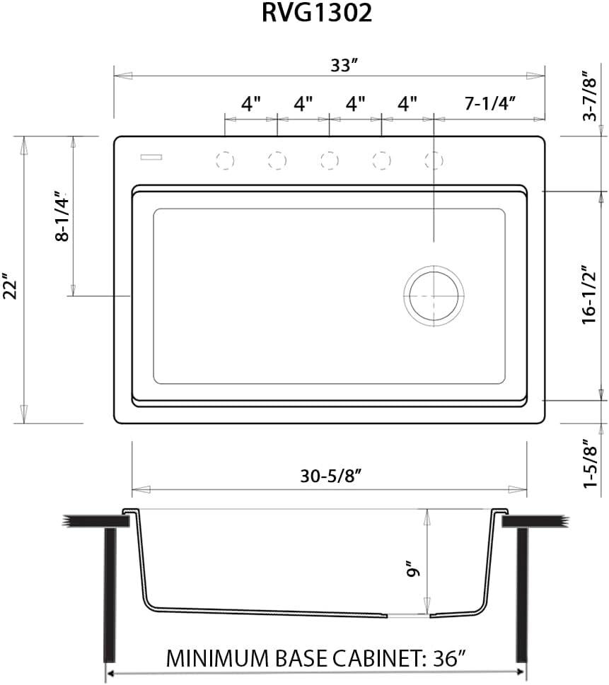 Ruvati 33-inch Granite Composite Workstation Drop-in Topmount Kitchen Sink