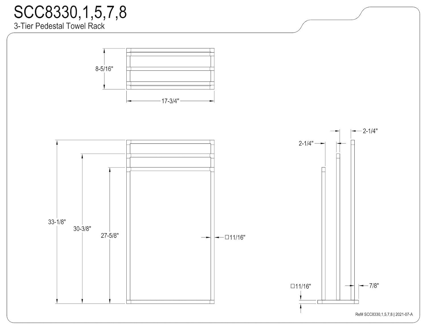 Kingston Brass SCC8331 Kingston Brass Edenscape Freestanding 3-Tier Towel Rack