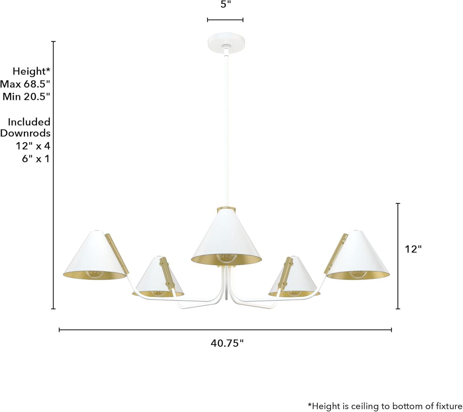 Grove Isle Geometric 5-Light Chandelier in Matte White