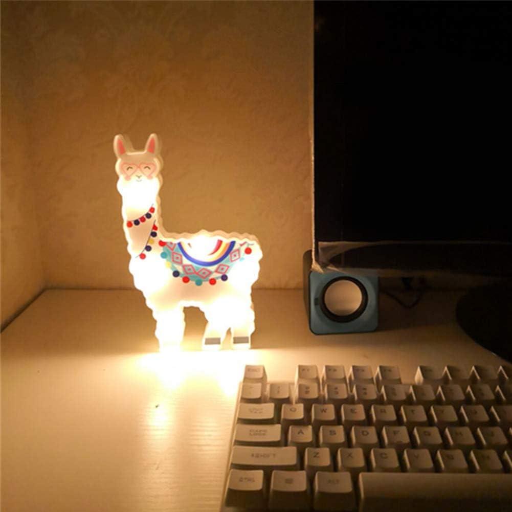 Colorful Alpaca Battery-Operated Night Light for Kids