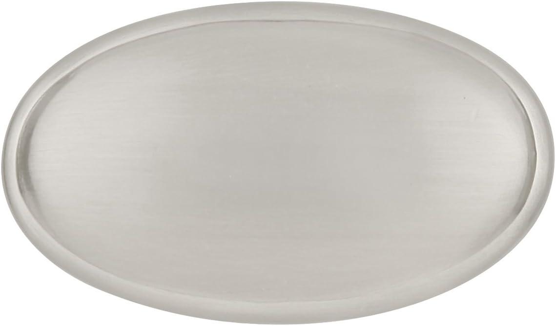 Oval Brushed Chrome Traditional Cabinet Knob with Mounting Hardware