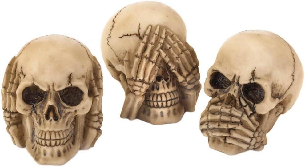 See Hear Speak No Evil Resin Skull Figurines Trio