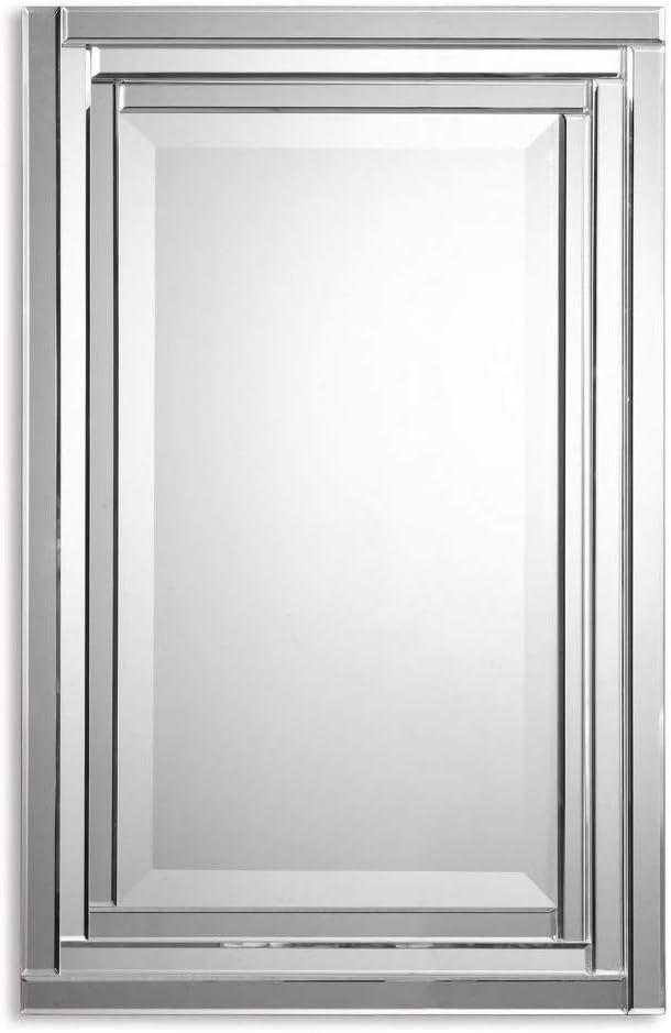 Alanna Sleek Frameless Rectangular Vanity Mirror in Silver