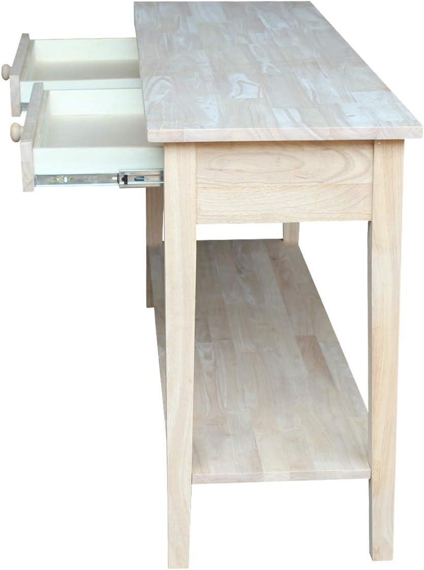 International Concepts 48" Spencer Console Server Table Light Brown: Hardwood Frame, Fixed Shelf Storage