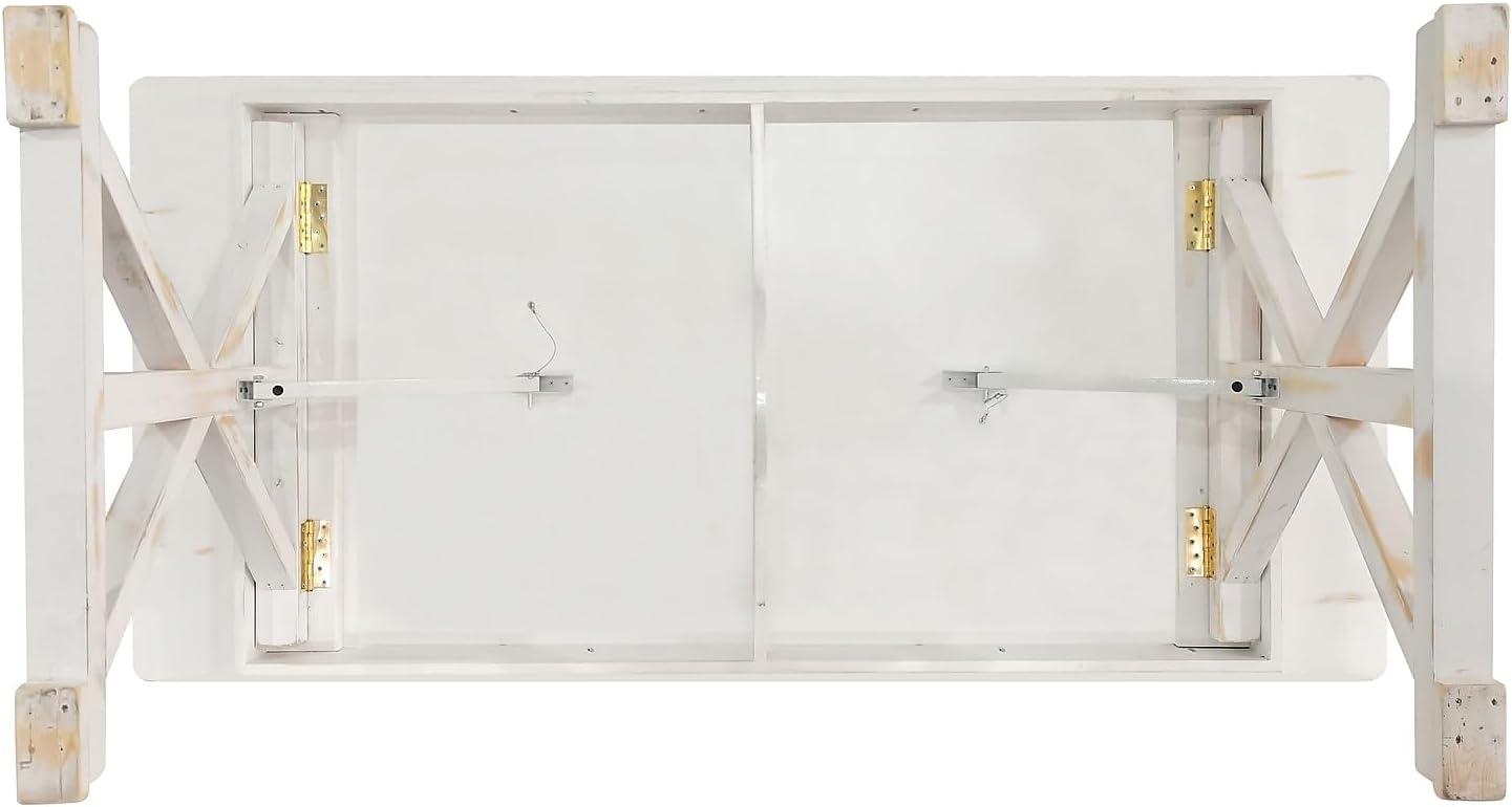 Flash Furniture Eternity Rectangular Solid Pine Farm Dining Table with Folding X-Style Legs