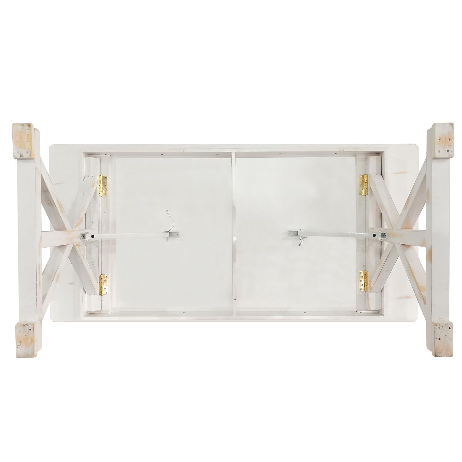 Flash Furniture Eternity Rectangular Solid Pine Farm Dining Table with Folding X-Style Legs